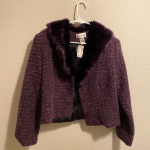 Vintage Purple Fur Collar Coat